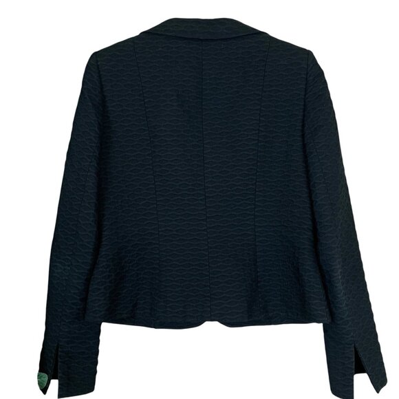 Albert Nipon Textured Collared Buttoned Suit Blazer Jacket Career Black Size 6 - Picture 2 of 7